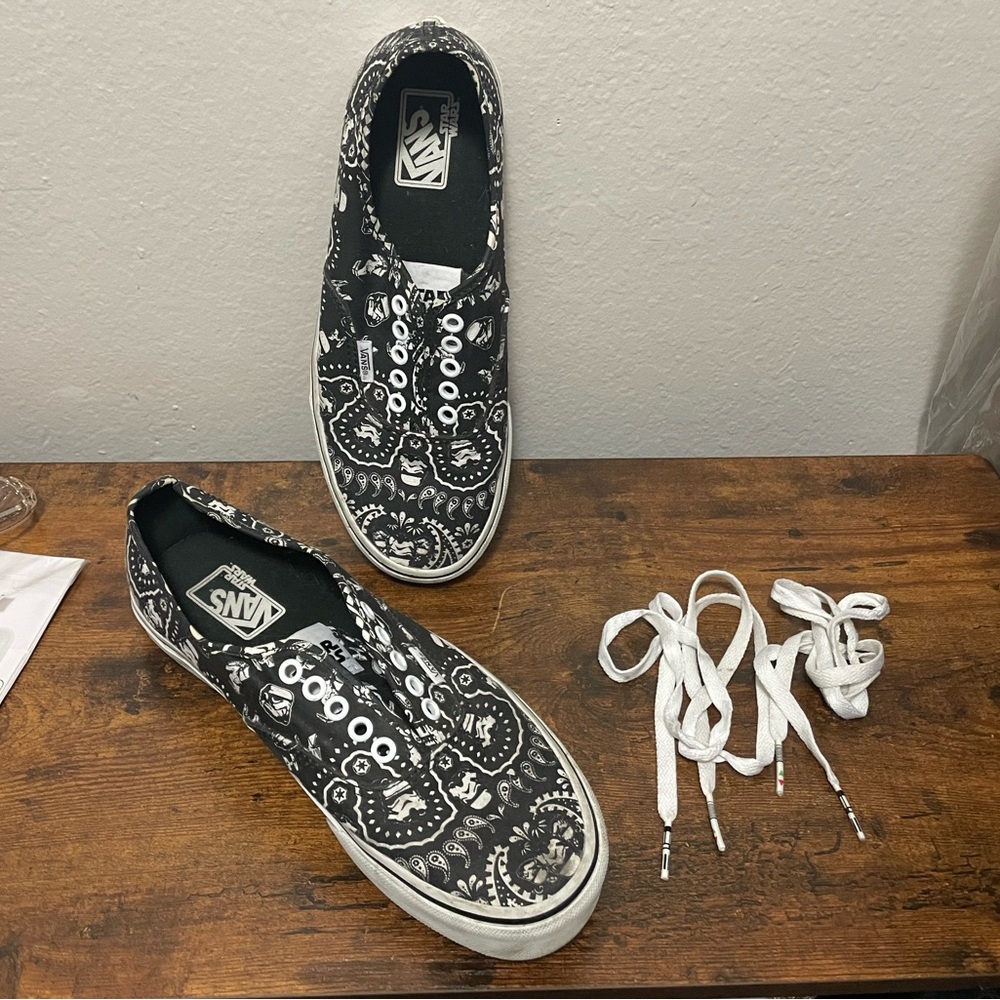 Star Wars Stormtrooper Black & White Paisley Pattern Unisex Vans Sneakers - Picture 8 of 14